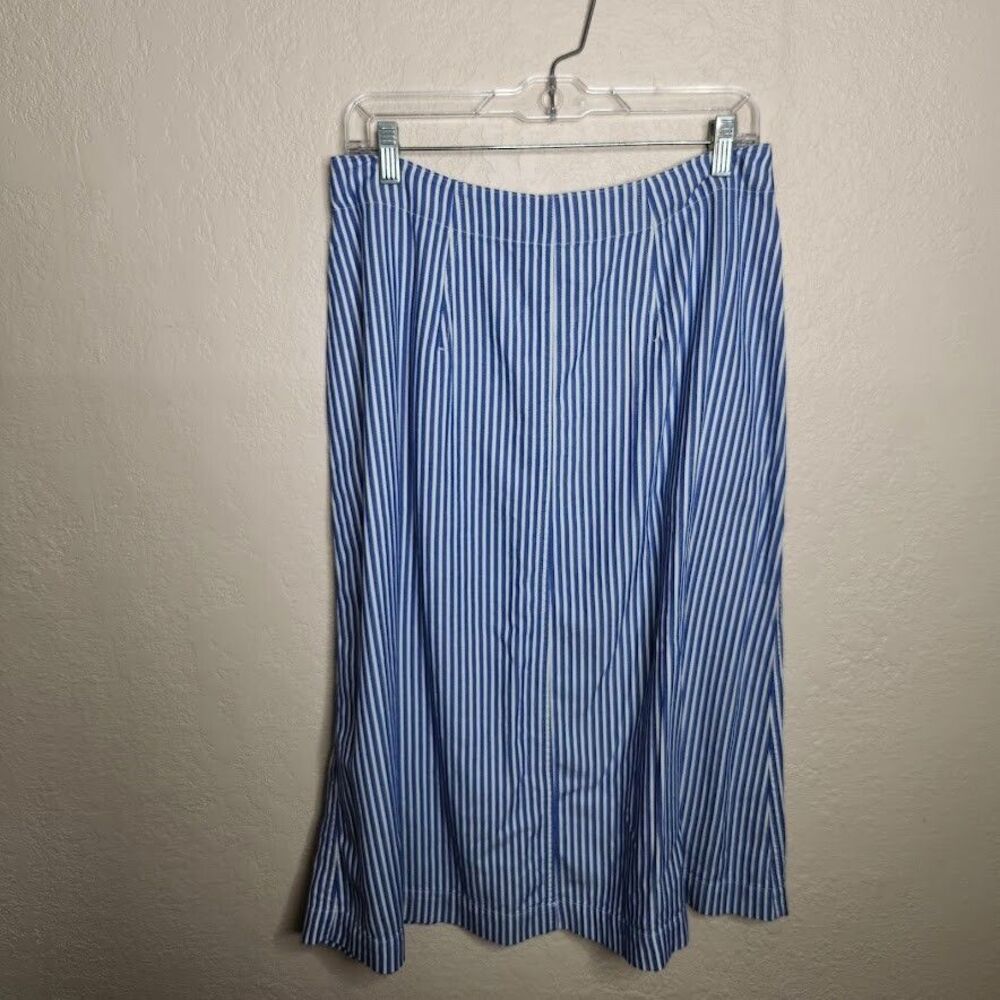 Talbots Stripe Button Front Pleated Midi A-Line S… - image 5